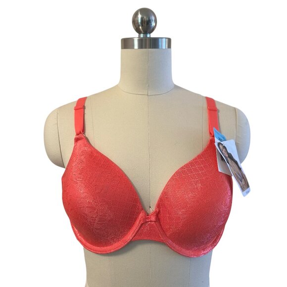Vanity Fair Beauty Back Lace Underwire Bra Full Coverage 75346 Coral 36C NWT! - Picture 1 of 2